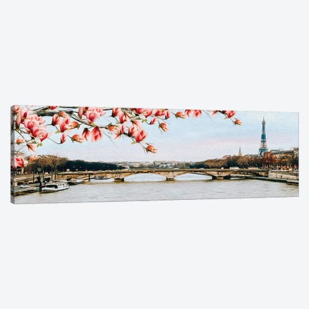 Blooming Magnolia Over Paris Canvas Print #IVG210} by Ievgeniia Bidiuk Art Print