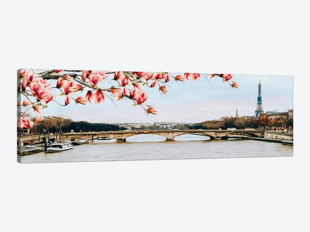 Blooming Magnolia Over Paris by Ievgeniia Bidiuk 1-piece Canvas Wall Art