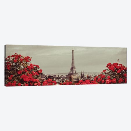 Vintage Paris Background With Flowers Canvas Print #IVG221} by Ievgeniia Bidiuk Canvas Wall Art