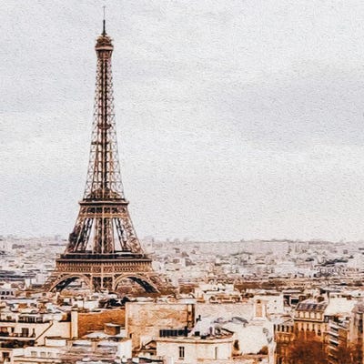 Eiffel Tower Vintage Postcard by Ievgeniia Bidiuk framed wall art