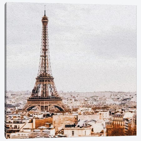 Eiffel Tower Vintage Postcard Canvas Print #IVG228} by Ievgeniia Bidiuk Canvas Art