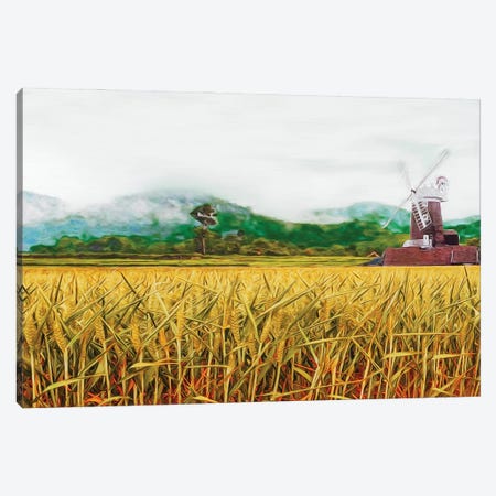 Ripe Ears Of Bread On The Background Of The Mill Canvas Print #IVG230} by Ievgeniia Bidiuk Art Print