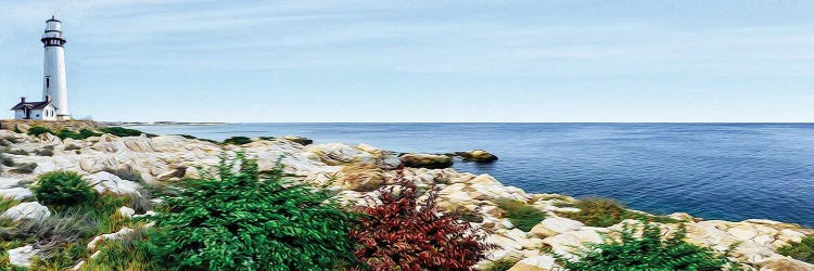 Rocky Beach Against The Backdrop Of The Lighthouse