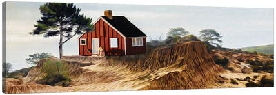 House On A Hill Near The Sea Canvas Art Print - Coastal Sand Dune Art