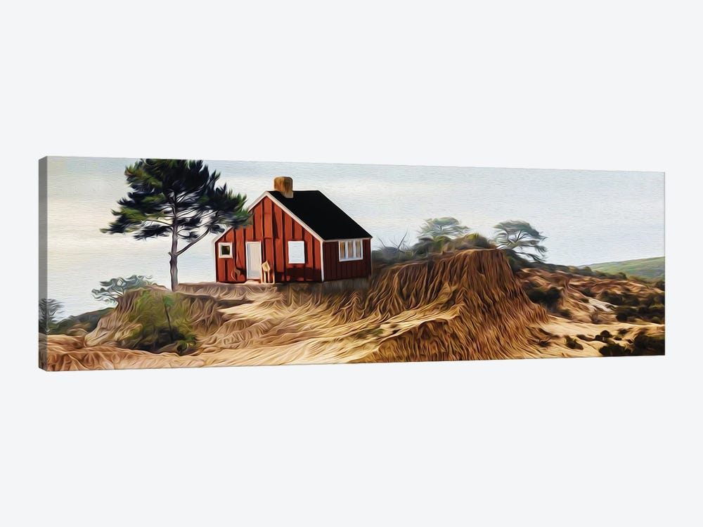 House On A Hill Near The Sea by Ievgeniia Bidiuk 1-piece Canvas Art Print