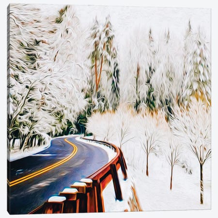 Mountain Winter Trail Between Trees Canvas Print #IVG248} by Ievgeniia Bidiuk Canvas Art