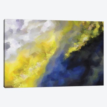 Abstraction In Blue, Yellow And White Canvas Print #IVG262} by Ievgeniia Bidiuk Canvas Art