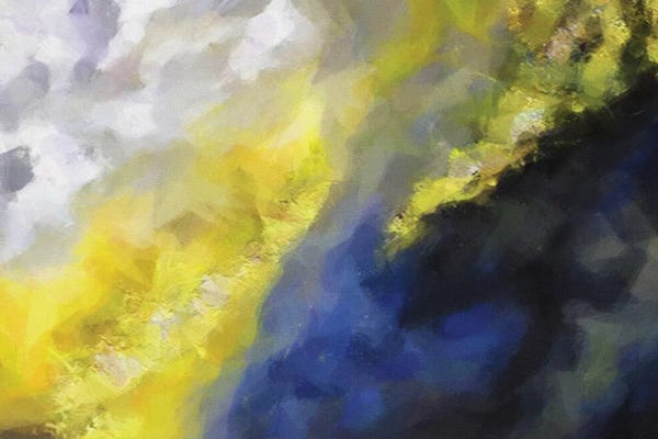 Ievgeniia Bidiuk: Abstraction In Blue, Yellow And White by Ievgeniia Bidiuk