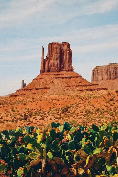 Ievgeniia Bidiuk: A Clearing With Cacti In The Texas Desert by Ievgeniia Bidiuk