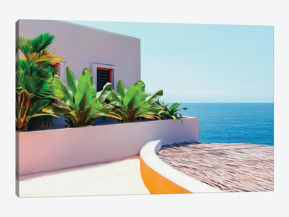 Modern House On A Tropical Island, Ocean View by Ievgeniia Bidiuk 1-piece Canvas Art