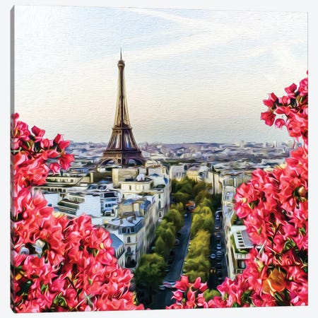 Blooming Begonia Against The Background Of Paris Canvas Print #IVG271} by Ievgeniia Bidiuk Canvas Print