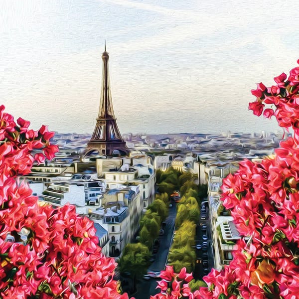 Begonias: Blooming Begonia Against The Background Of Paris by Ievgeniia Bidiuk