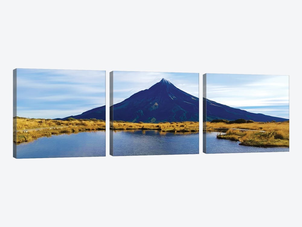 Taranaki Is A Volcano In New Zealand by Ievgeniia Bidiuk 3-piece Canvas Wall Art