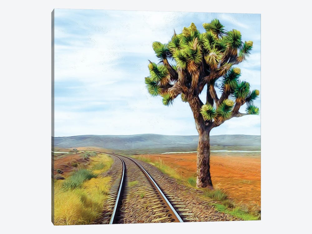 Railroad In The Texas Desert by Ievgeniia Bidiuk 1-piece Art Print