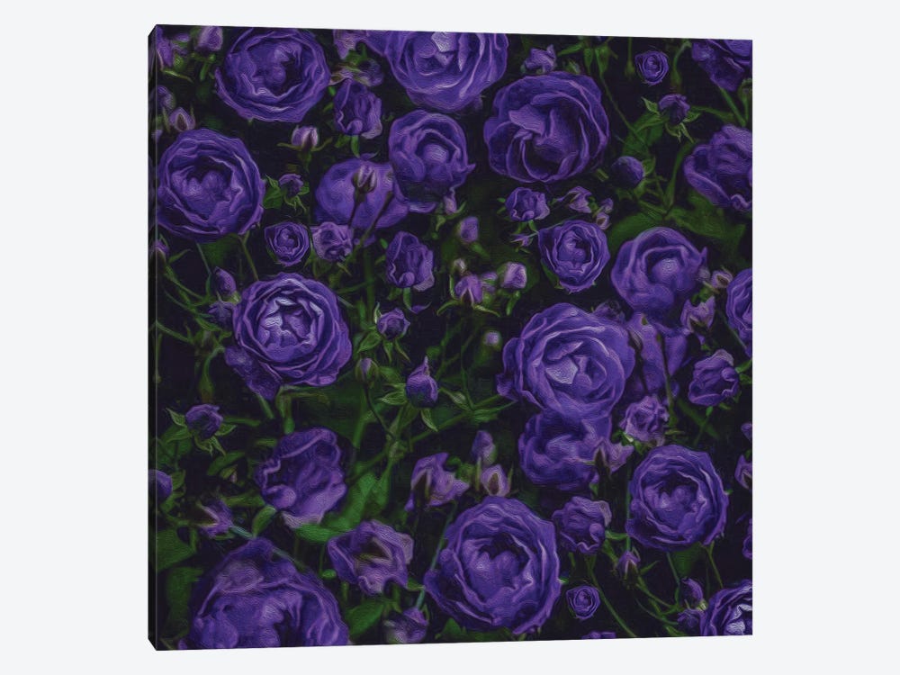 Abstract Background From A Bush Of Blue Roses by Ievgeniia Bidiuk 1-piece Canvas Artwork