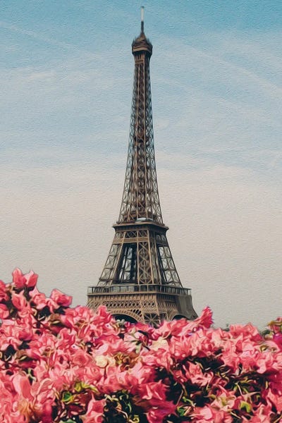 Ievgeniia Bidiuk: Blooming Rhododendron Against The Background Of Paris by Ievgeniia Bidiuk