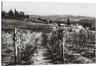 Tuscany In Black And White Canvas Art Print - Tuscany Art