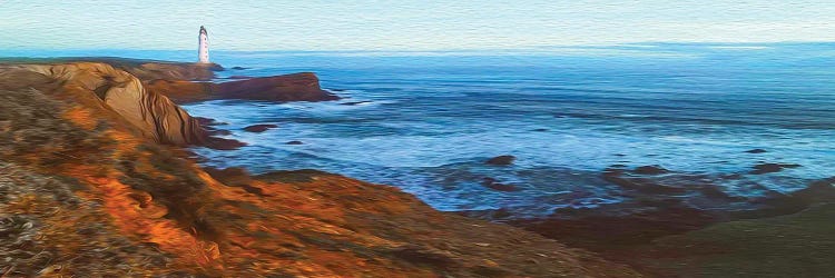 Lighthouse On The Rocky Coast Of The Ocean