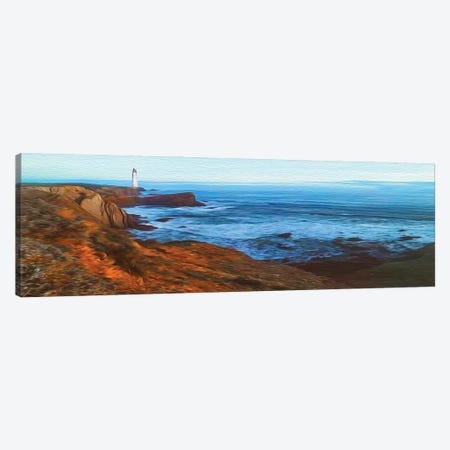 Lighthouse On The Rocky Coast Of The Ocean Canvas Print #IVG297} by Ievgeniia Bidiuk Canvas Wall Art