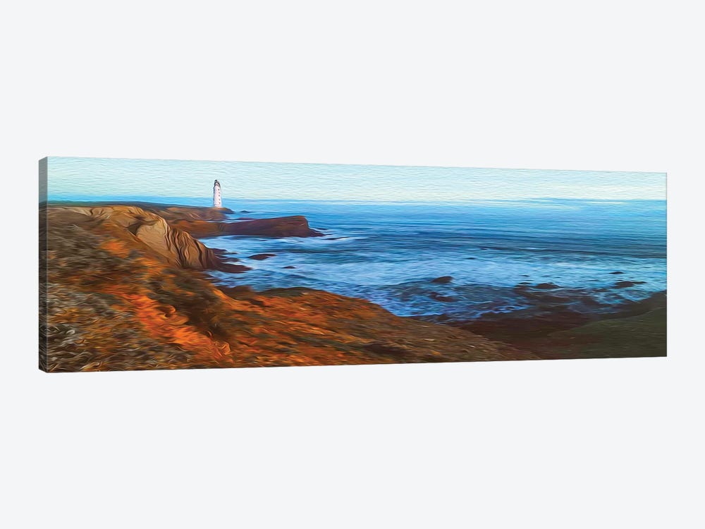 Lighthouse On The Rocky Coast Of The Ocean by Ievgeniia Bidiuk 1-piece Art Print