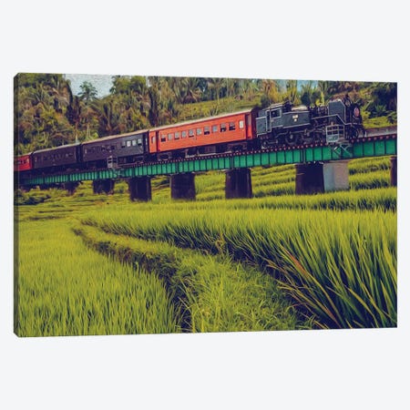 A Freight Locomotive In The Middle Of Asian Nature Canvas Print #IVG304} by Ievgeniia Bidiuk Canvas Wall Art