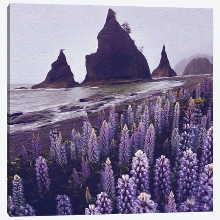 Blooming Lupine On The Background Of The Beach Canvas Print #IVG308} by Ievgeniia Bidiuk Art Print