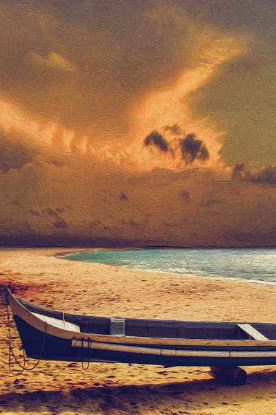 Ievgeniia Bidiuk: Canoe On The Shore Before The Storm by Ievgeniia Bidiuk