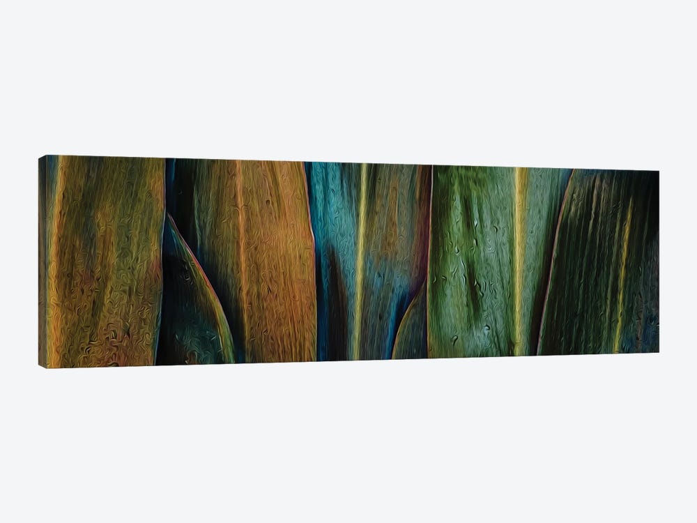 Background From Tropical Leaves In Yellow, Blue, Green, Brown Colors by Ievgeniia Bidiuk 1-piece Canvas Wall Art