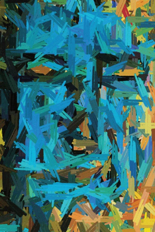 Abstraction Of A Human Face In Yellow Blue Color by Ievgeniia Bidiuk wall art