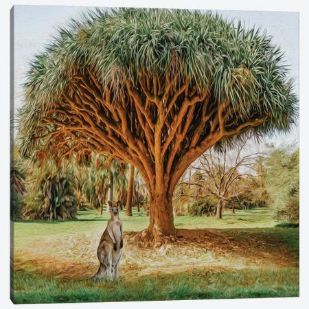 Kangaroo Under The Dragon Tree Canvas Print #IVG326} by Ievgeniia Bidiuk Canvas Artwork