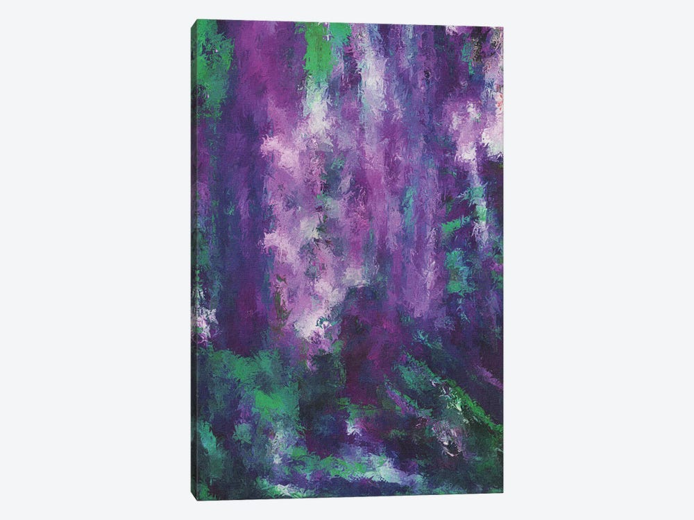 Abstraction In Green And Purple by Ievgeniia Bidiuk 1-piece Canvas Print
