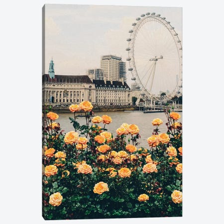 Peach Roses On The Background Of London Canvas Print #IVG380} by Ievgeniia Bidiuk Canvas Art Print