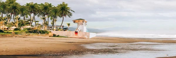 Ievgeniia Bidiuk: Lifeguard Tower On A Tropical Beach by Ievgeniia Bidiuk