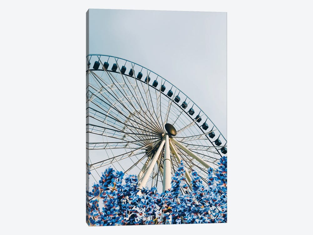 Lavender In Bloom Against The Backdrop Of The Ferris Wheel by Ievgeniia Bidiuk 1-piece Canvas Artwork