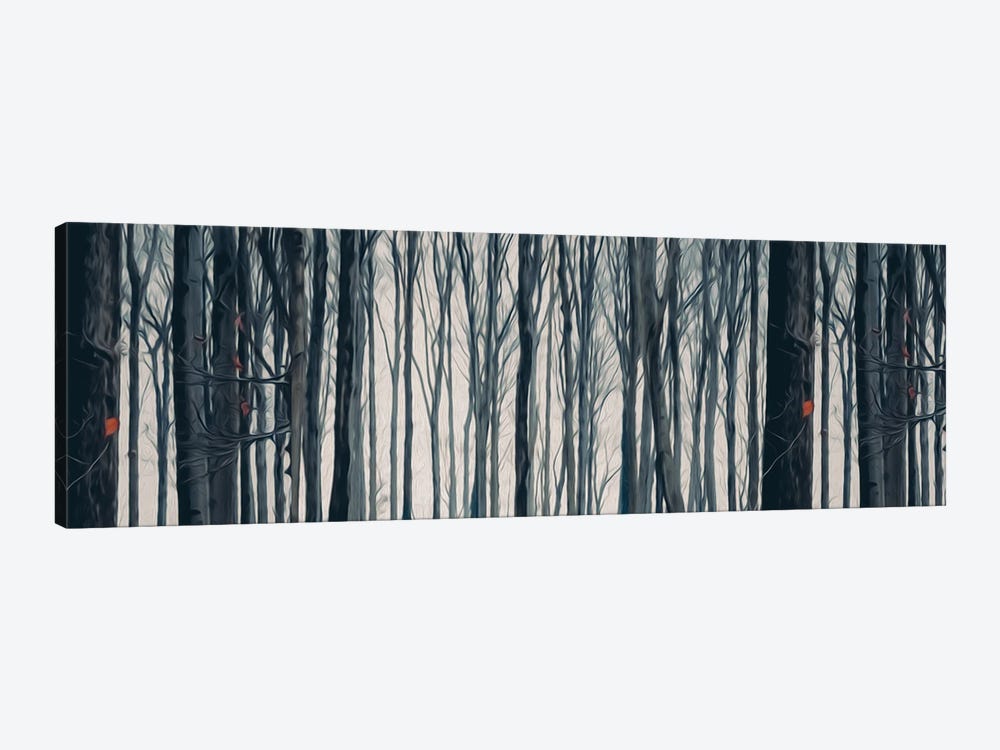 A Horizontal Background Of Trees In An Autumnal Forest by Ievgeniia Bidiuk 1-piece Canvas Art