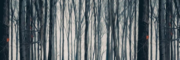 Ievgeniia Bidiuk: A Horizontal Background Of Trees In An Autumnal Forest by Ievgeniia Bidiuk