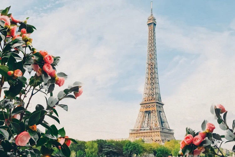 Red Rose Bushes In The Background Of Paris