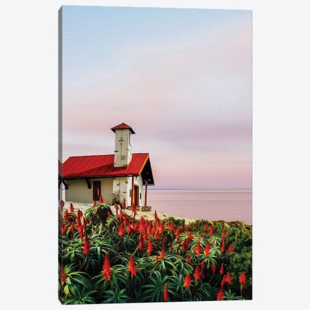 A Cottage In A Clearing With Red Flowers Canvas Print #IVG429} by Ievgeniia Bidiuk Canvas Art