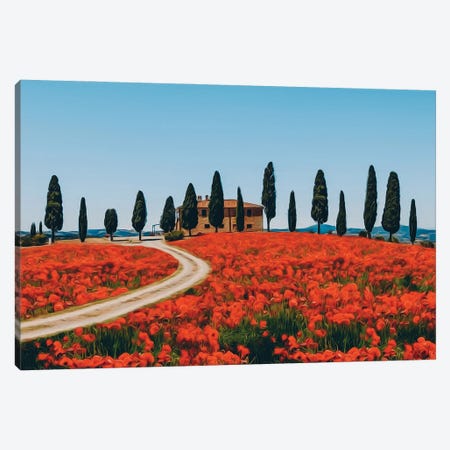 A Poppy Field In Tuscany Canvas Print #IVG444} by Ievgeniia Bidiuk Canvas Print