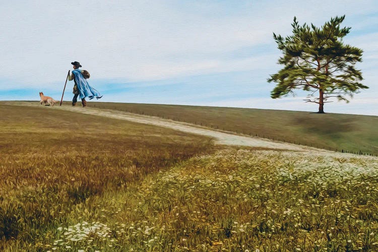 Traveler With A Dog by Ievgeniia Bidiuk wall art