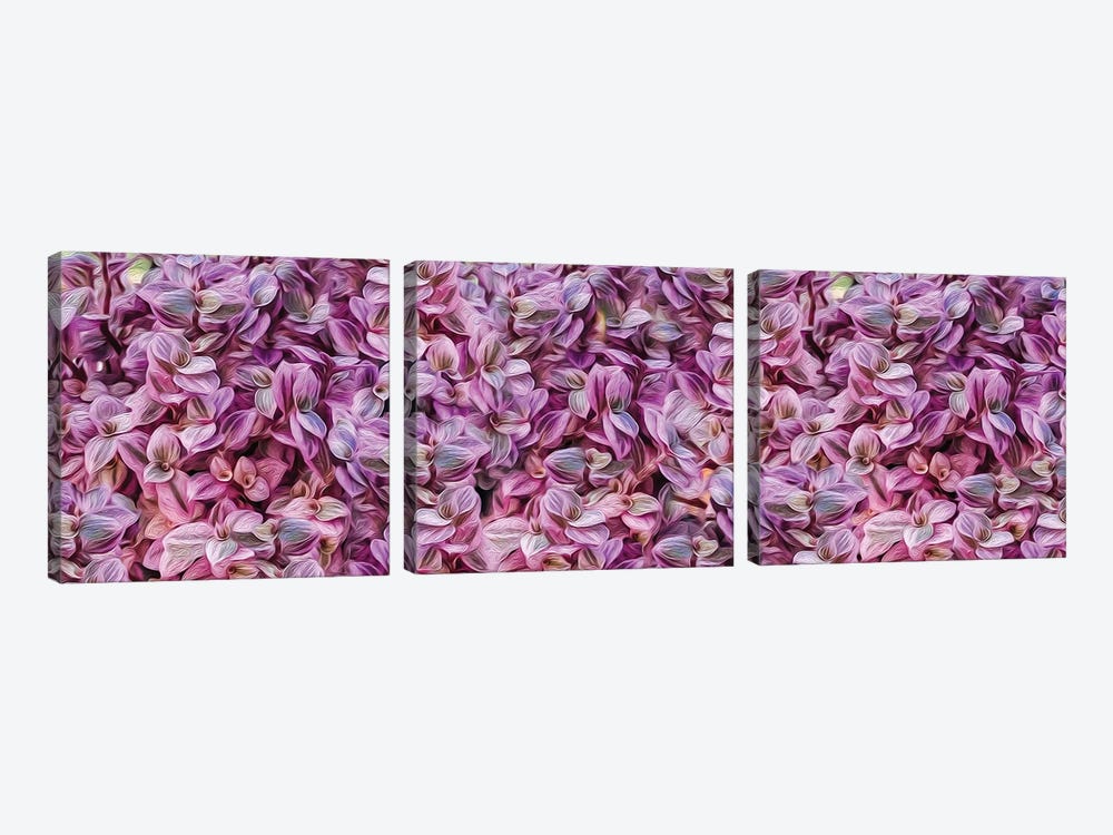 A Backdrop Of Pink Hemigraphis Leaves by Ievgeniia Bidiuk 3-piece Art Print