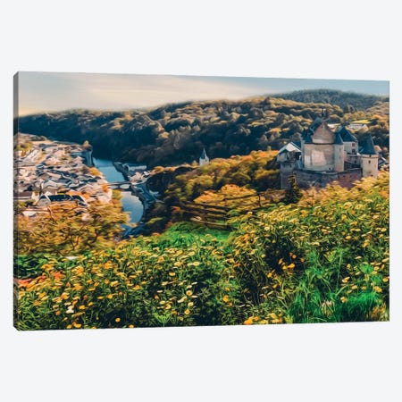 A Colourful View From The Clearing Over The Old Town With Its Castle And Small Houses Canvas Print #IVG472} by Ievgeniia Bidiuk Art Print