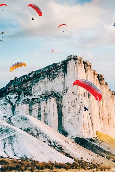 Ievgeniia Bidiuk: Aeroplanes Fly Over The Mountains by Ievgeniia Bidiuk