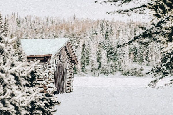 Rustic Winter: Wooden House by Ievgeniia Bidiuk