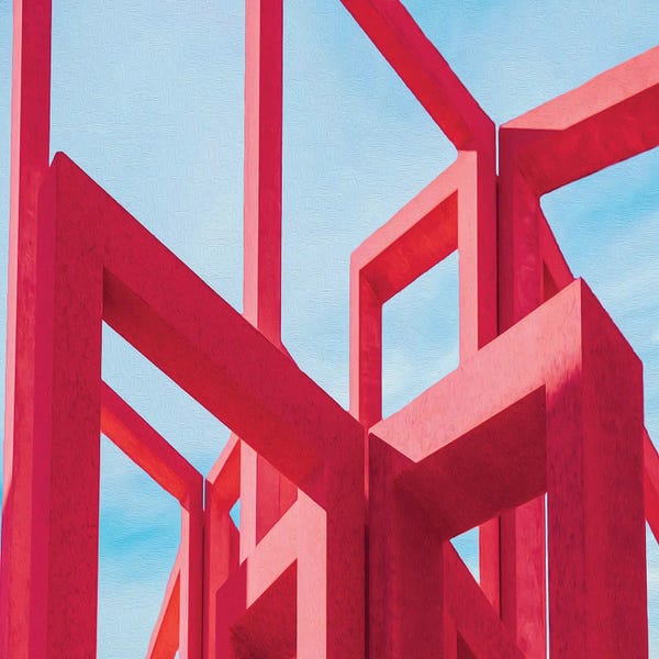 Ievgeniia Bidiuk: Red Geometric Labyrinth by Ievgeniia Bidiuk