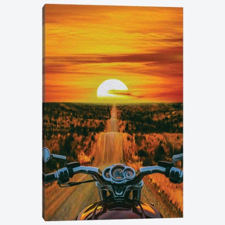 A View From A Motorcycle Driver's Perspective Of A Sunset In Texas Canvas Print #IVG497} by Ievgeniia Bidiuk Canvas Art