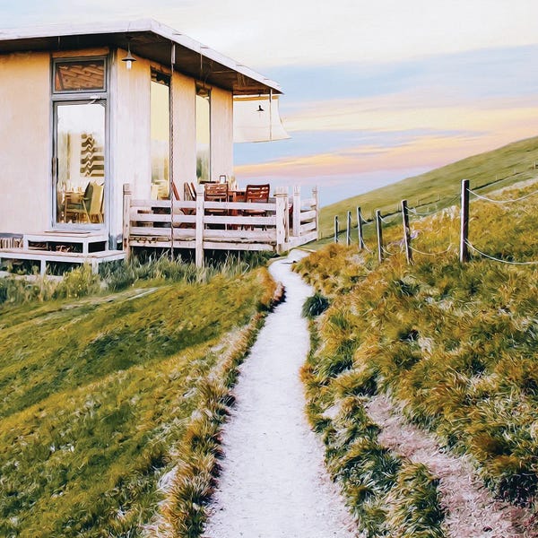 Ievgeniia Bidiuk: Open Veranda In The Mountains by Ievgeniia Bidiuk