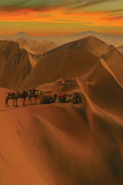 Caravan In The Desert by Ievgeniia Bidiuk art print