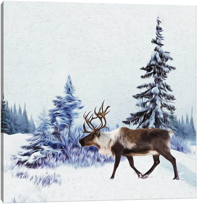 Lapland Landscape Canvas Art Print - Rustic Winter