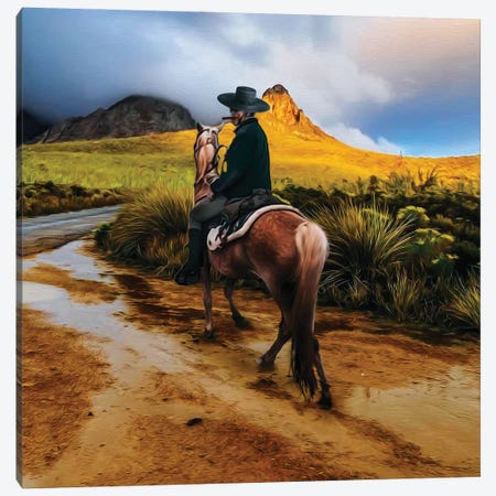 A Man On Horseback In The Texas Wilderness Canvas Print #IVG521} by Ievgeniia Bidiuk Canvas Art Print